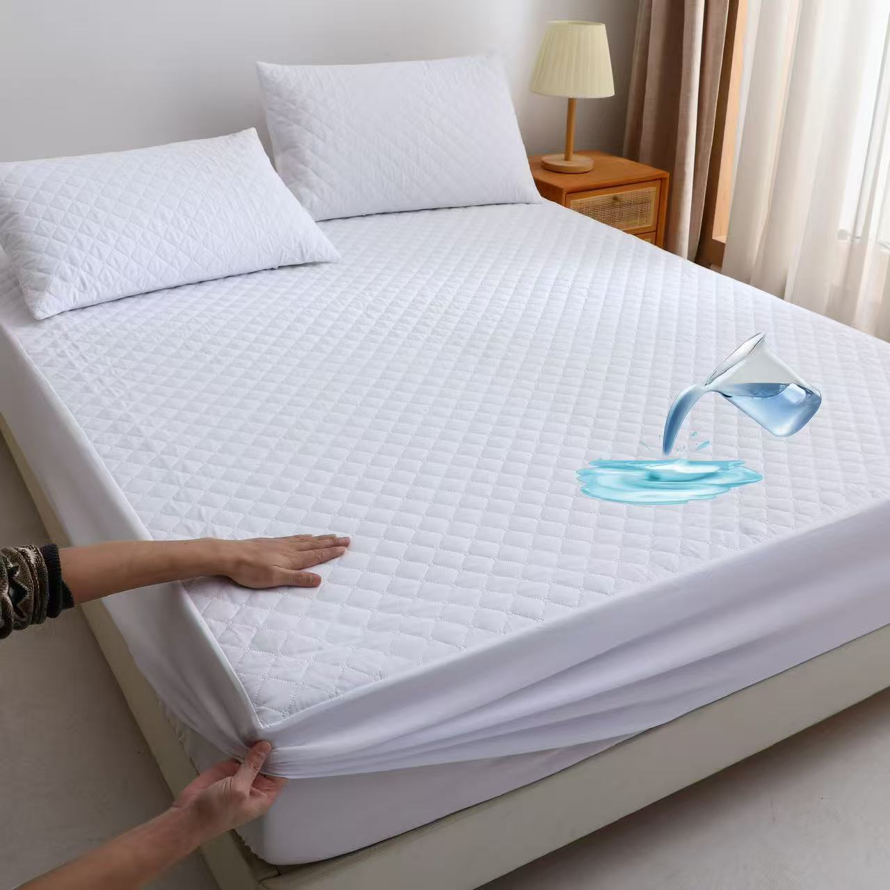 Nepropusna plahta 100x200+30 cm + nepropusna jastučnica 50x70 cm - BIJELA